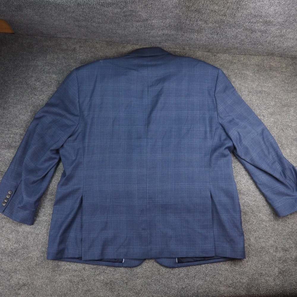 Jos. A. Bank 1905 Blazer Mens 44R Blue Windowpane Wool Stretch Sport Coat Brrr